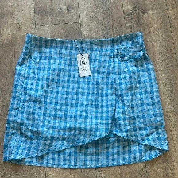 NWT Cider Checketed Blue Belted Skort Sz XL - Picture 4 of 9
